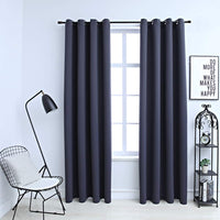 vidaXL Cortinas blackout com argolas em metal 2 pcs 140x175 cm preto