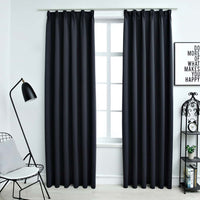vidaXL Cortinas blackout com ganchos 2 pcs 140x175 cm preto