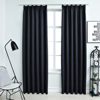vidaXL Cortinas blackout com ganchos 2 pcs 140x175 cm preto