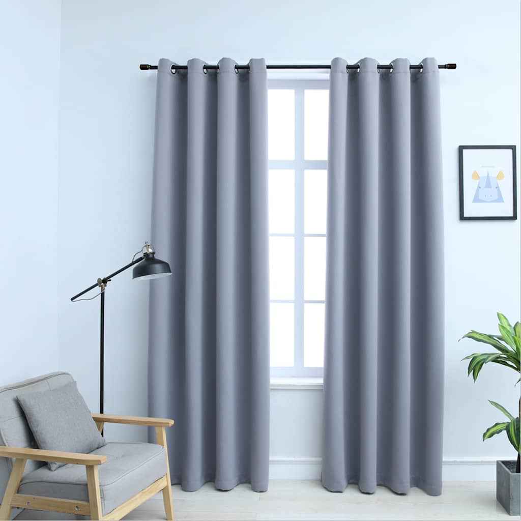 vidaXL Cortinas blackout com argolas em metal 2 pcs 140x175 cm preto