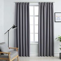 vidaXL Cortinas blackout com ganchos 2 pcs 140x175 cm preto