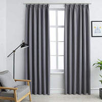 vidaXL Cortinas blackout com ganchos 2 pcs 140x175 cm preto