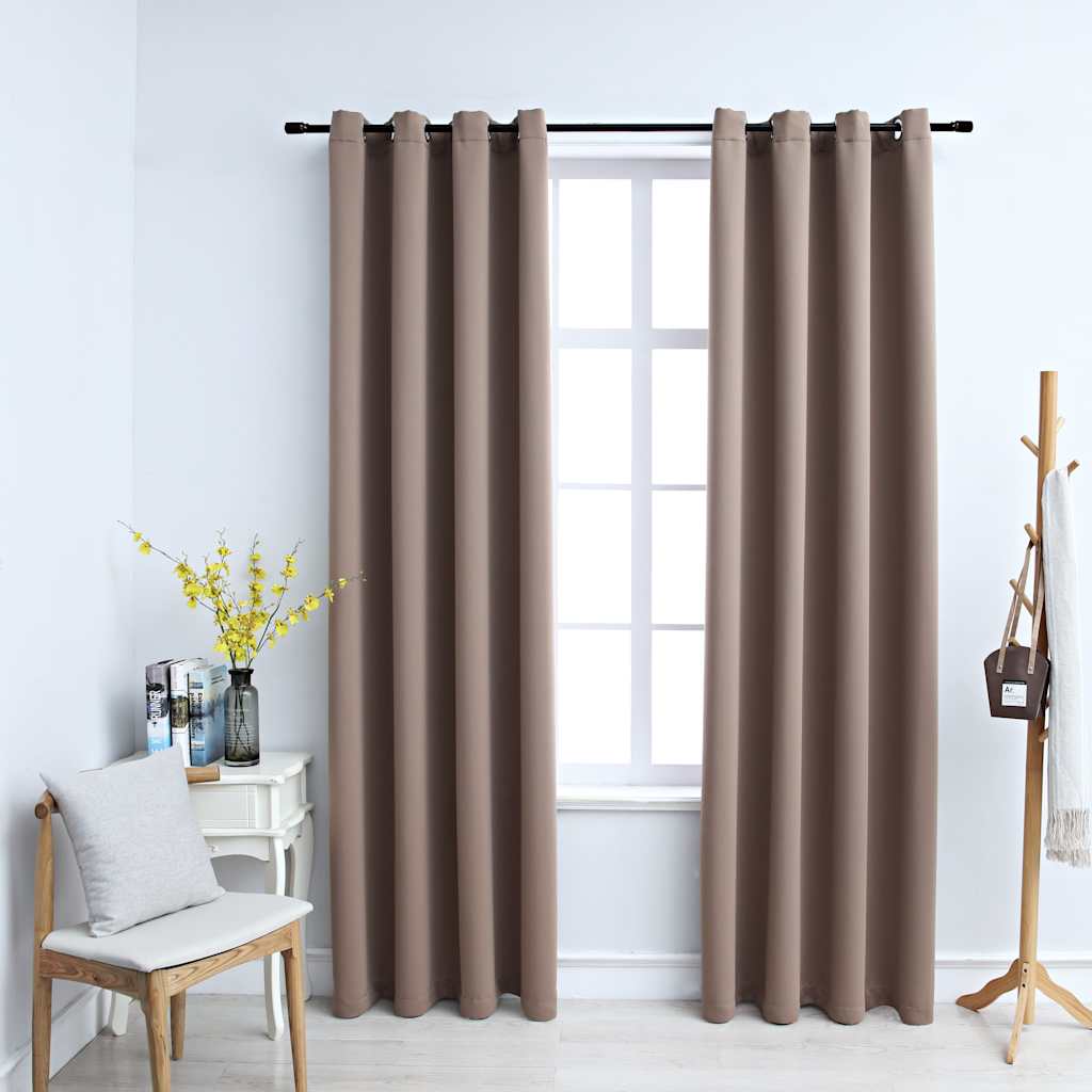 vidaXL Cortinas blackout com argolas em metal 2 pcs 140x175 cm preto