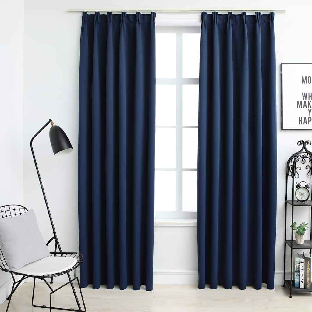 vidaXL Cortinas blackout com ganchos 2 pcs 140x175 cm preto