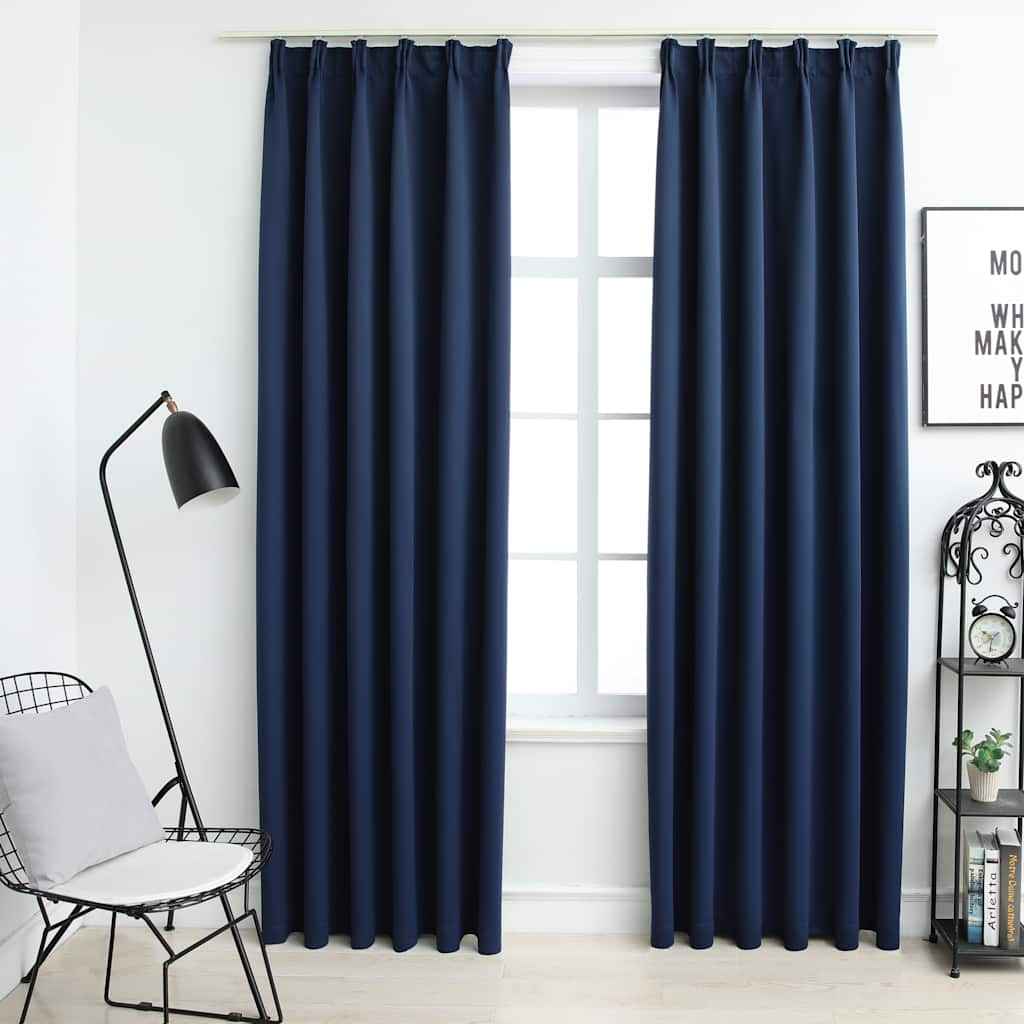 vidaXL Cortinas blackout com ganchos 2 pcs 140x175 cm preto