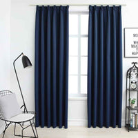 vidaXL Cortinas blackout com ganchos 2 pcs 140x175 cm preto
