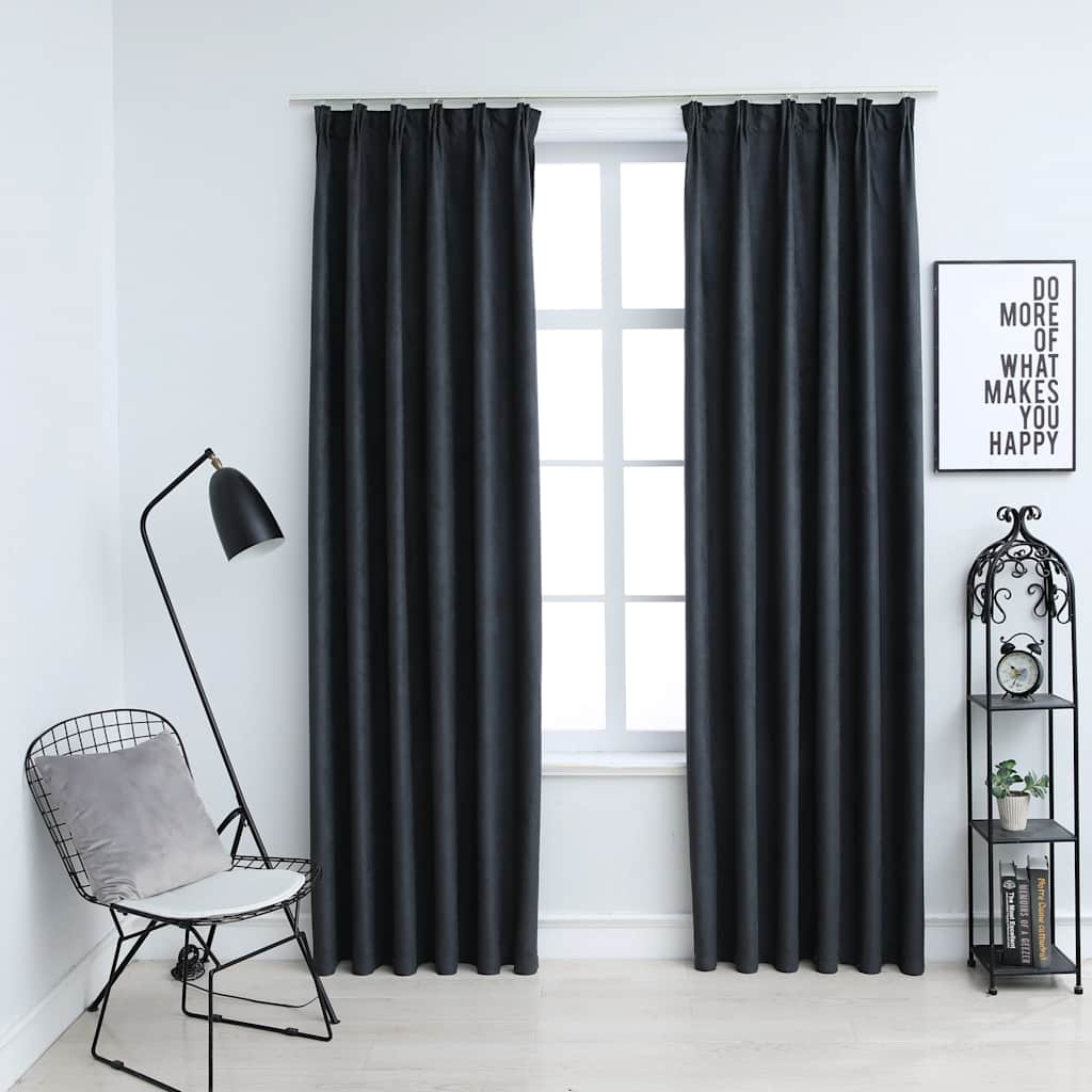 vidaXL Cortinas blackout com ganchos 2 pcs 140x175 cm antracite