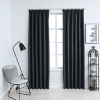 vidaXL Cortinas blackout com ganchos 2 pcs 140x175 cm antracite
