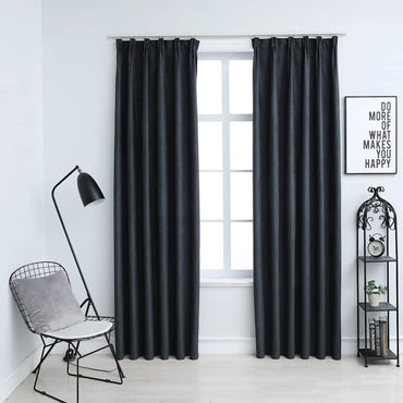 vidaXL Cortinas blackout com ganchos 2 pcs 140x175 cm antracite
