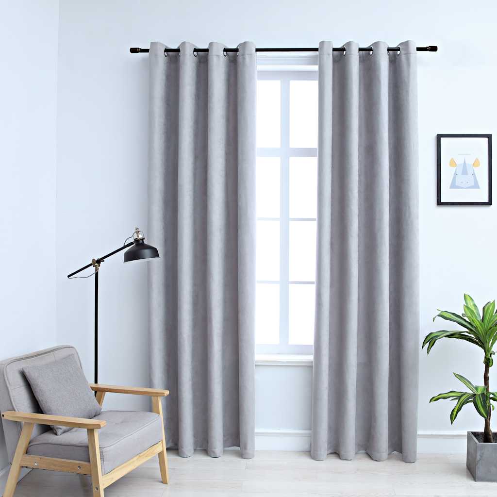 vidaXL Cortinas blackout c/ argolas em metal 2 pcs 140x175cm antracite