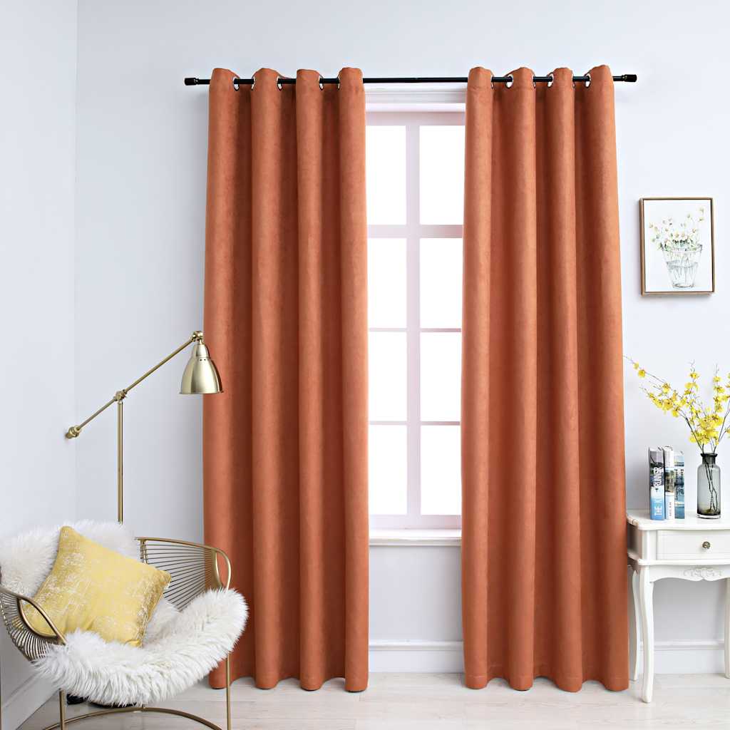 vidaXL Cortinas blackout c/ argolas em metal 2 pcs 140x175cm antracite