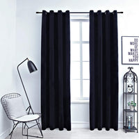vidaXL Cortinas blackout com argolas 2 pcs 140x175 cm veludo preto