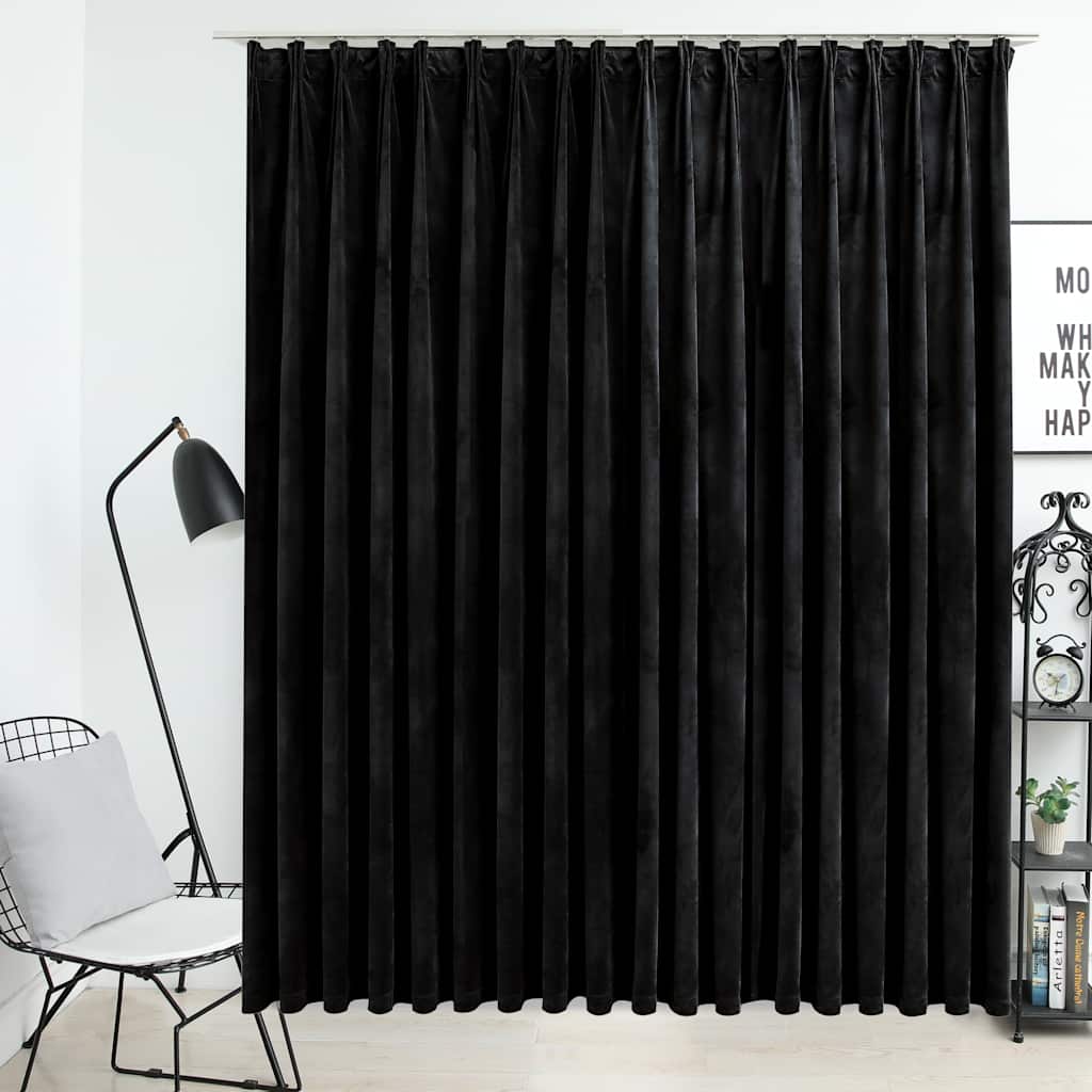 vidaXL Cortina blackout com ganchos 290x245 cm veludo preto