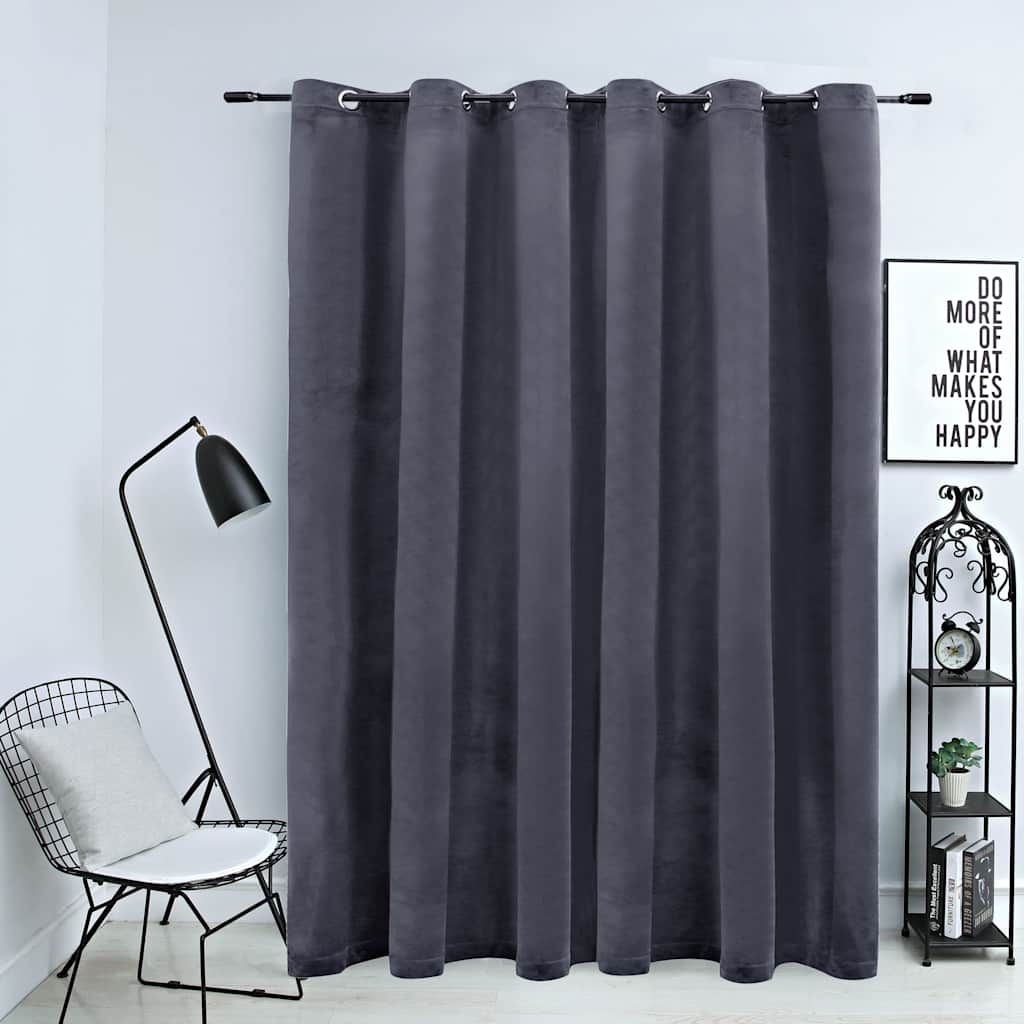vidaXL Cortina blackout com argolas em metal 290x245 cm veludo preto