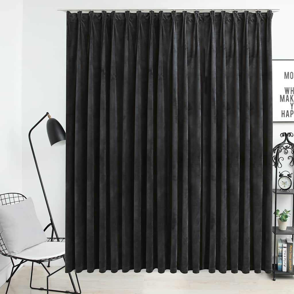 vidaXL Cortina blackout com ganchos 290x245 cm veludo preto