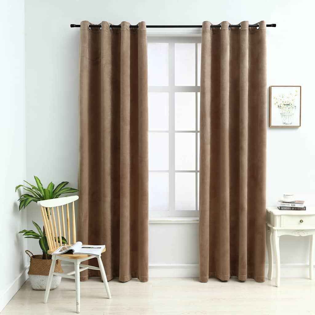 vidaXL Cortinas blackout com argolas 2 pcs 140x175 cm veludo preto
