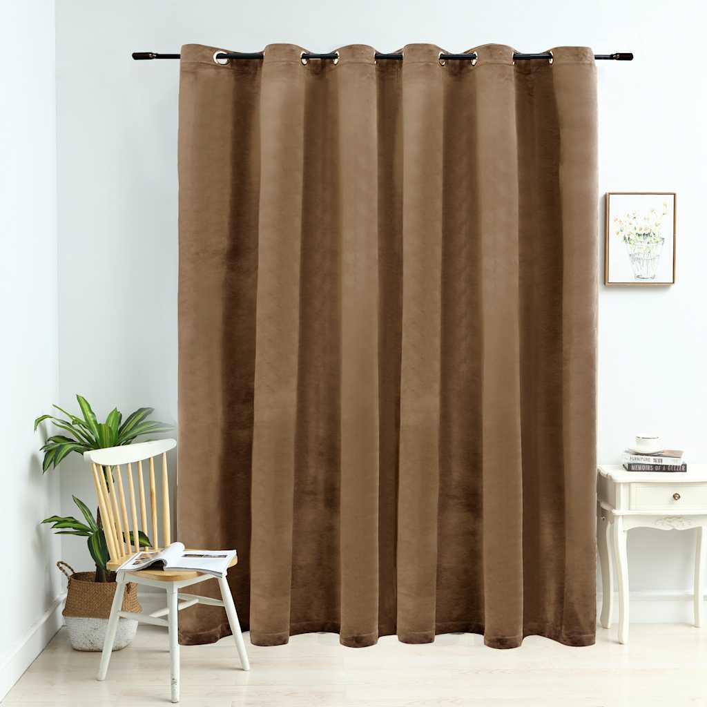 vidaXL Cortina blackout com argolas em metal 290x245 cm veludo preto