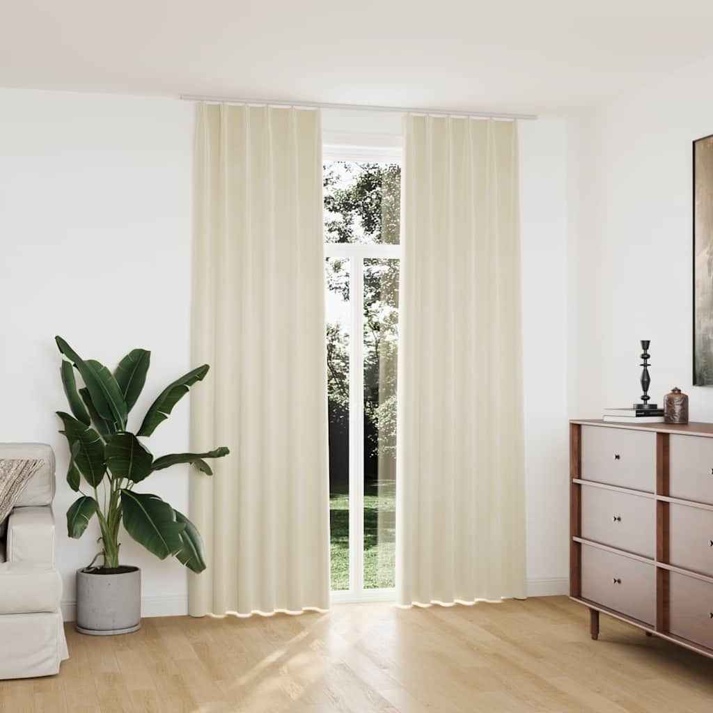 vidaXL Cortinas blackout com ganchos 2 pcs 140x175 cm veludo preto