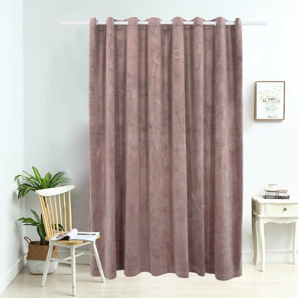 vidaXL Cortina blackout com argolas em metal 290x245 cm veludo preto