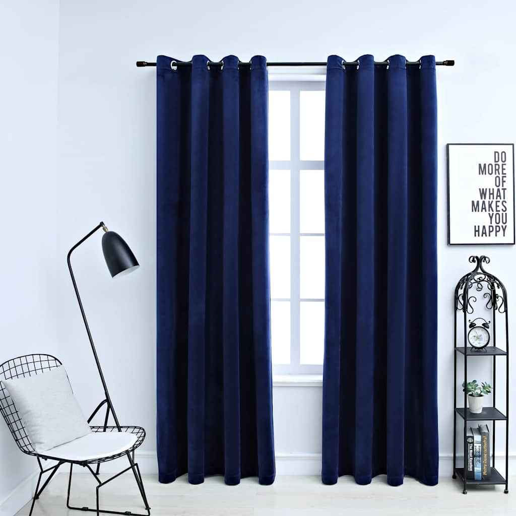 vidaXL Cortinas blackout com argolas 2 pcs 140x175 cm veludo preto