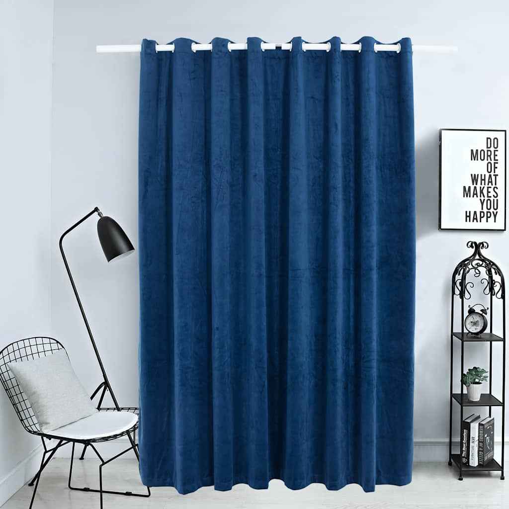vidaXL Cortina blackout com argolas em metal 290x245 cm veludo preto