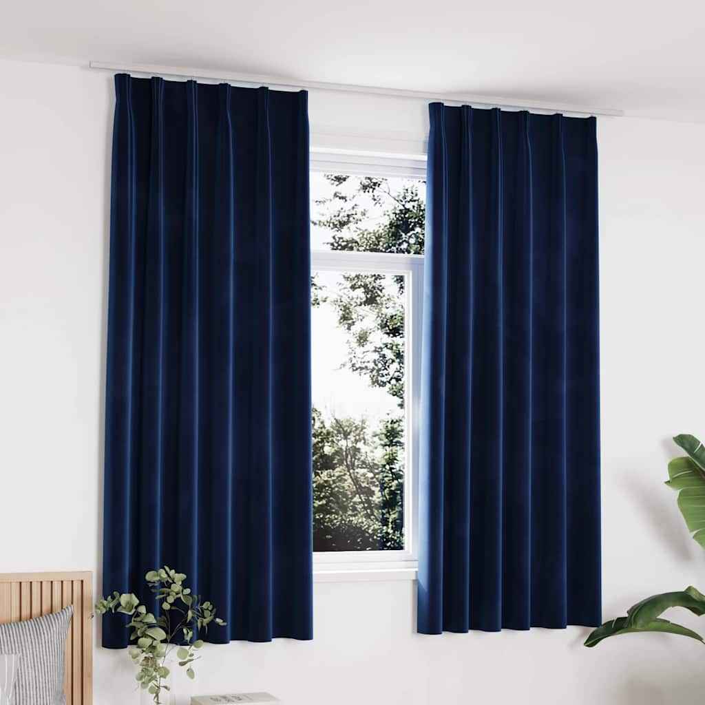 vidaXL Cortinas blackout com ganchos 2 pcs 140x175 cm veludo preto