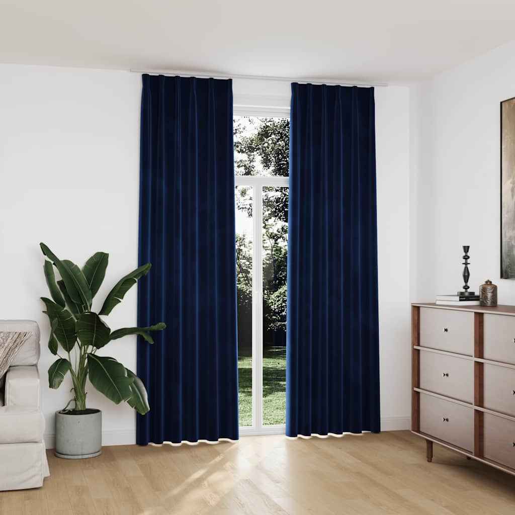vidaXL Cortinas blackout com ganchos 2 pcs 140x175 cm veludo preto