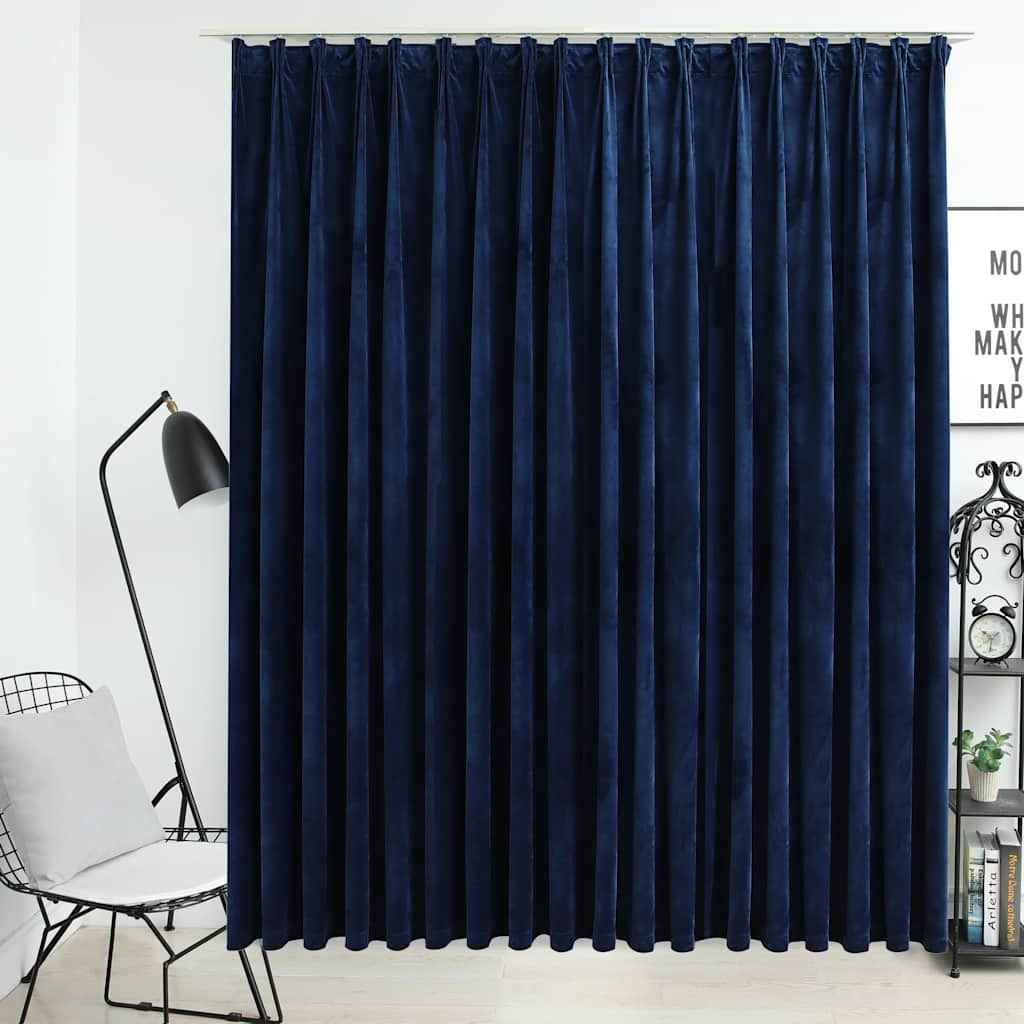 vidaXL Cortina blackout com ganchos 290x245 cm veludo preto