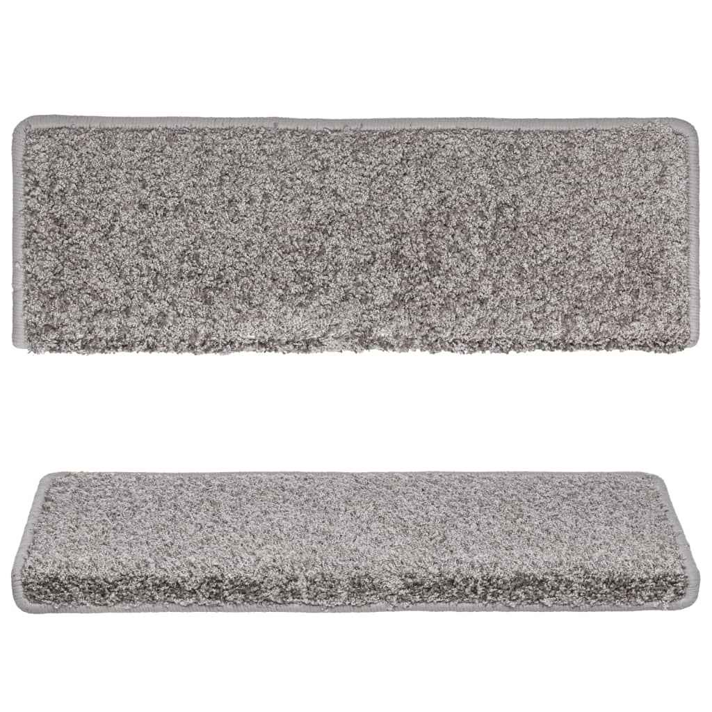 vidaXL Tapetes de escada 15 peças 65x21x4 cm cinza com borda retangular