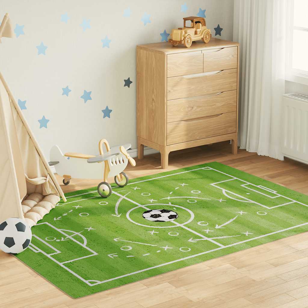vidaXL Tapete lavável antiderrapante infantil campo de futebol verde
