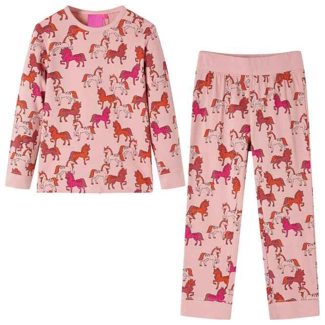 Pijama de manga comprida para criança rosa-claro 92