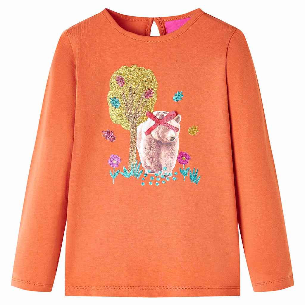 T-shirt de manga comprida para criança laranja-queimado 92