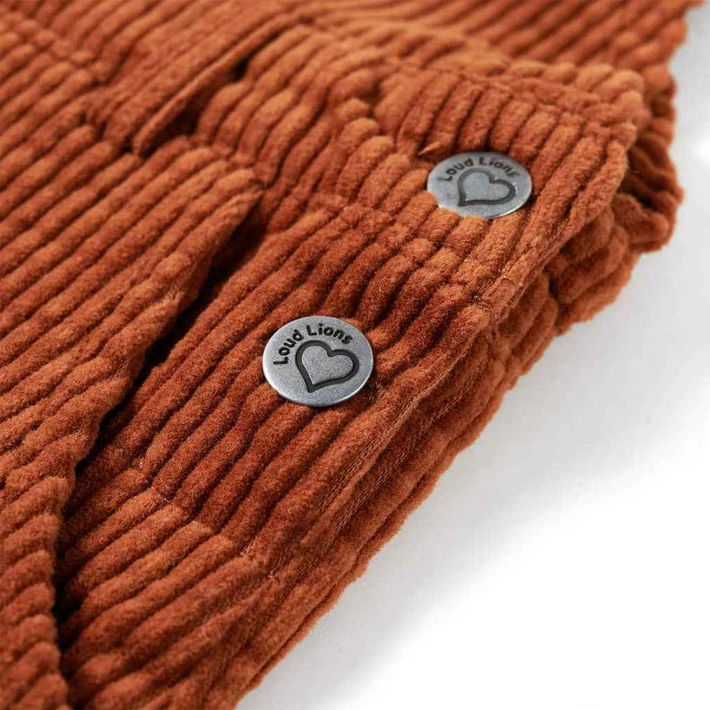 Vestido com peitilho para criança bombazina cor conhaque 116