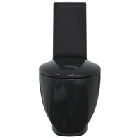vidaXL Sanita de cerâmica com descarga água traseira preto