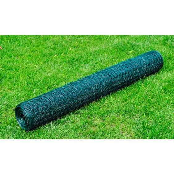 vidaXL Cerca de arame galinheiro c/ revestimento em PVC 25x0,5 m verde