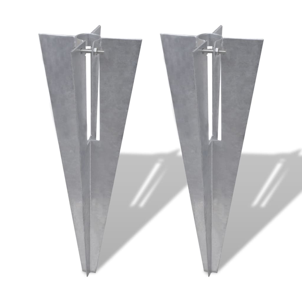vidaXL Espetos de enterrar para postes de contenção 2 pcs aço