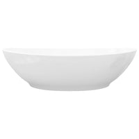 vidaXL Lavatório de luxo em cerâmica oval 40 x 33 cm branco