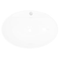 Lavatório cerâmico oval branco com buraco para torneira