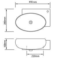 Lavatório cerâmica branco com abertura para torneira e orifício de descarga