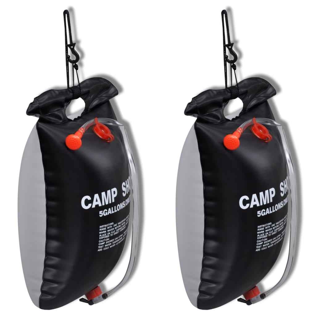 Chuveiro com aquecimento solar para campismo/exterior 20 L 2 pcs