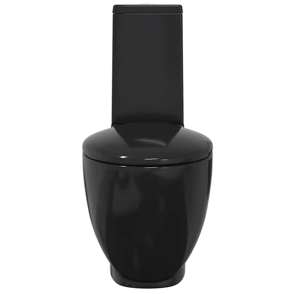 vidaXL Sanita WC redonda cerâmica c/ descarga água inferior preto