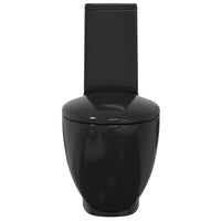 vidaXL Sanita WC redonda cerâmica c/ descarga água inferior preto