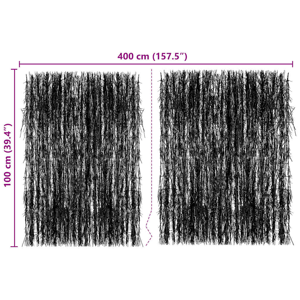 vidaXL Cerca em galhos de madeira 600x100 cm