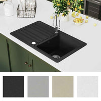 Pia de cozinha de granito com escorredor reversível preto