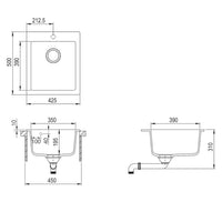 vidaXL Lava-louça de bancada com 1 cuba em granito preto
