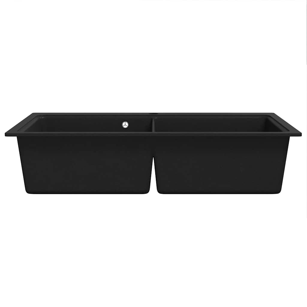 Pia de cozinha dupla de granito com bacia, preto