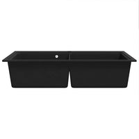 Pia de cozinha dupla de granito com bacia, preto