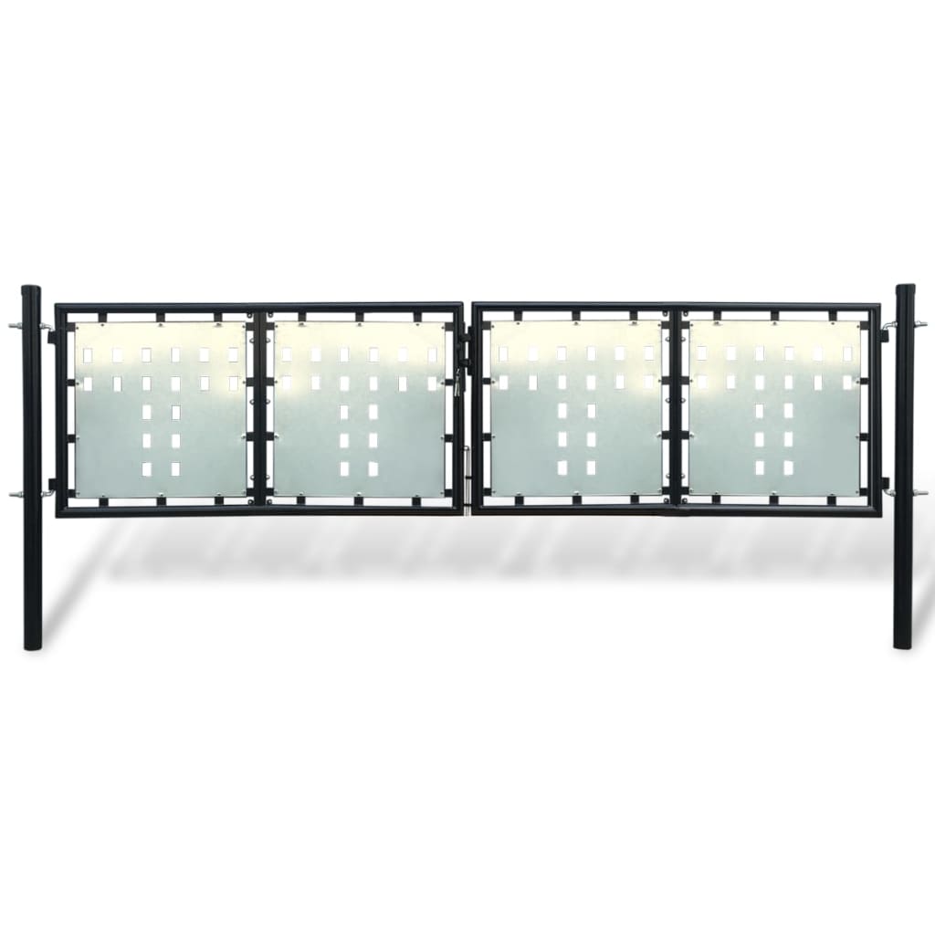 vidaXL Portão de cerca de porta única preto 100x75 cm