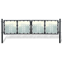 vidaXL Portão de cerca de porta única preto 100x75 cm