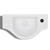 Lavatório cerâmica redondo com furo para torneira, branco